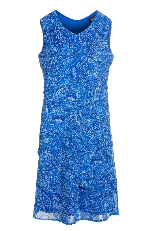 Gothic Dresses with Dark Tone -Layered panel V neck Dress | BLUES PAISLEY | 8559A1