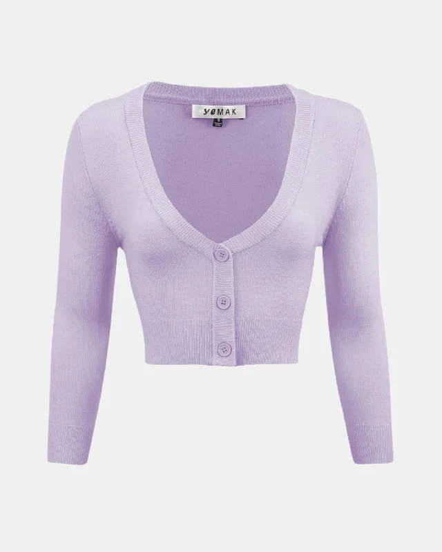 Ruffled - cardigan for a feminine style -MAK Crop Cardigan Lilac