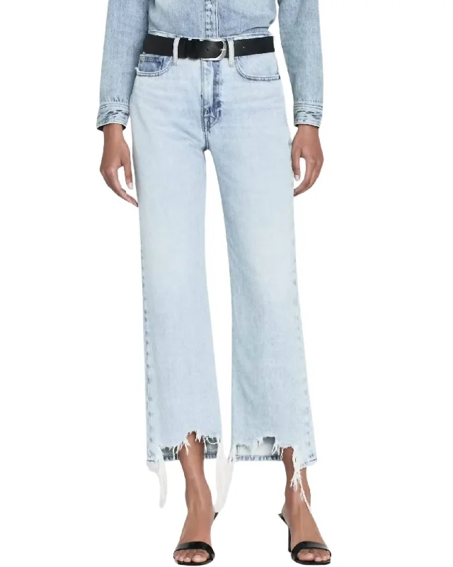 Stretch denim tight trousers for women with flexibility and stylish design -Le Jane Crop Bite Hem Jeans In Fizz Indigo