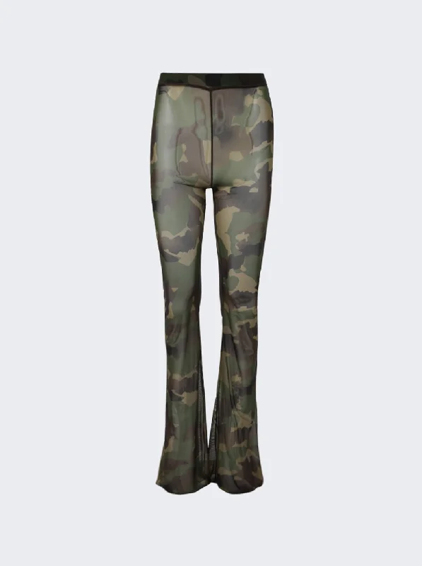 Printed tight trousers for women with bold patterns and eye-catching designs -Camo Mesh Pants