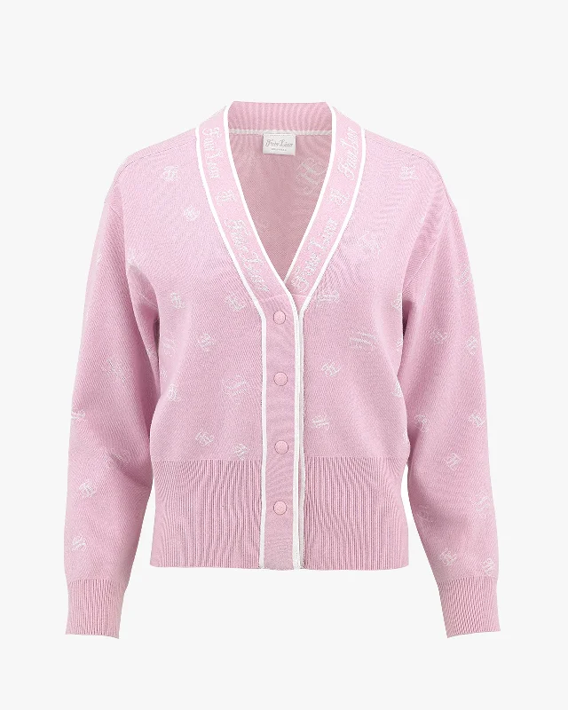 Khaki - cardigan for a casual and outdoorsy look -Logo Loose Fit V -Neck Cardigan - Pink