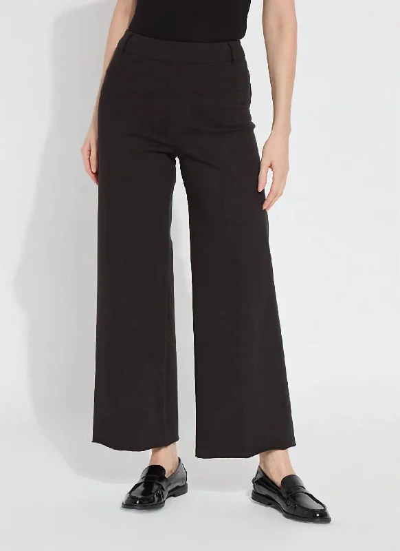 Tight office trousers for women with professional cut and flattering fit -Erin Hi Waist Wide Leg Denim Pants In Midtown Black