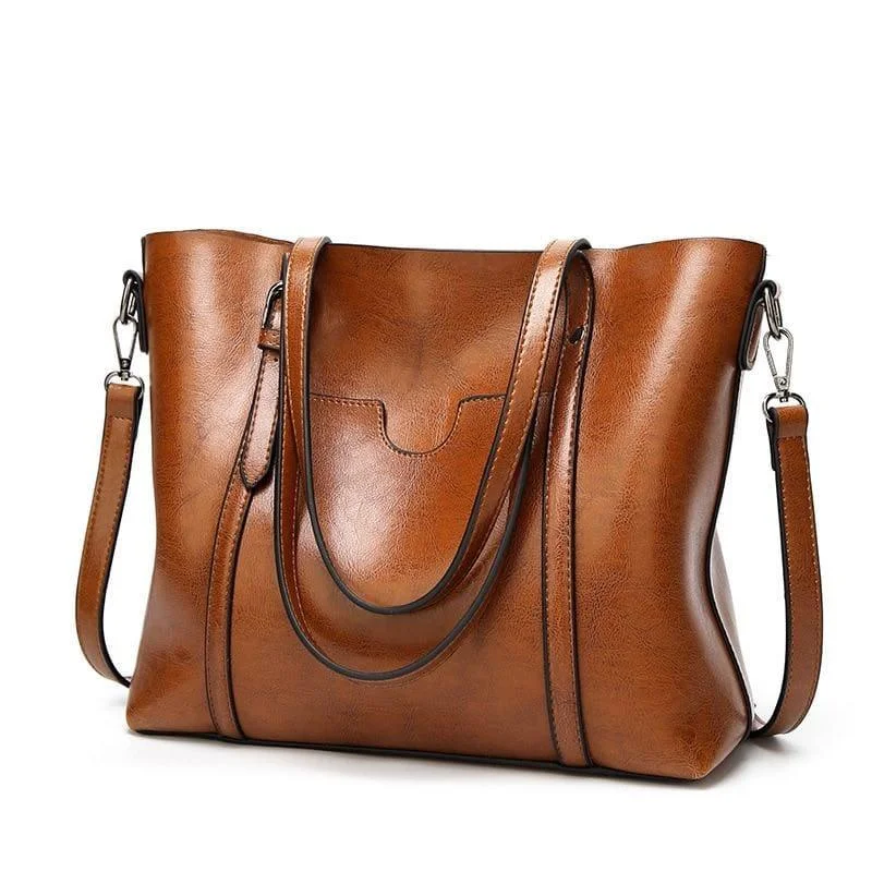 Leather handle bags for elegant daily carry -Women Tote Bag High Quality  Shoulder Handbag