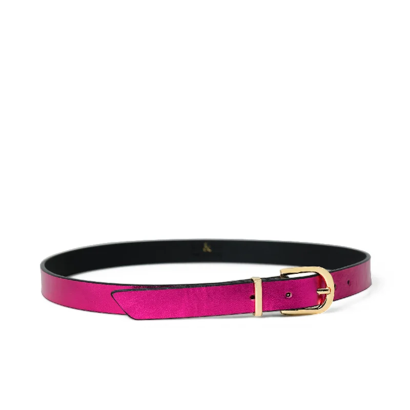 Handle bags with double handles for strength -ERINA Leather Belt - Fuchsia