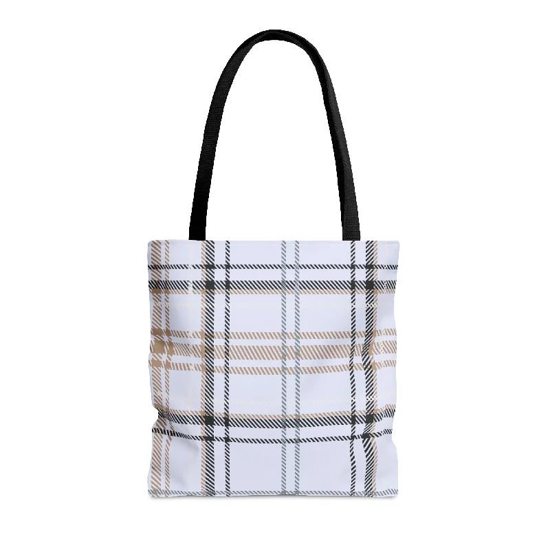 Handle bags with chevron designs for trend -Blue Plaid Tote Bag