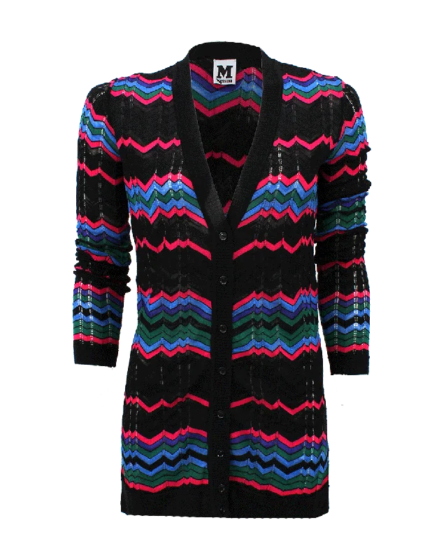 Long cardigan for tall women's fashion -Long Zig Zag Cardigan