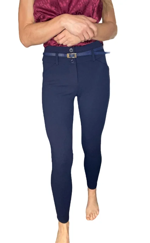 Prom Dresses for School Dance -Women's Super Skinny Dress Pants With Removable Belt In Navy