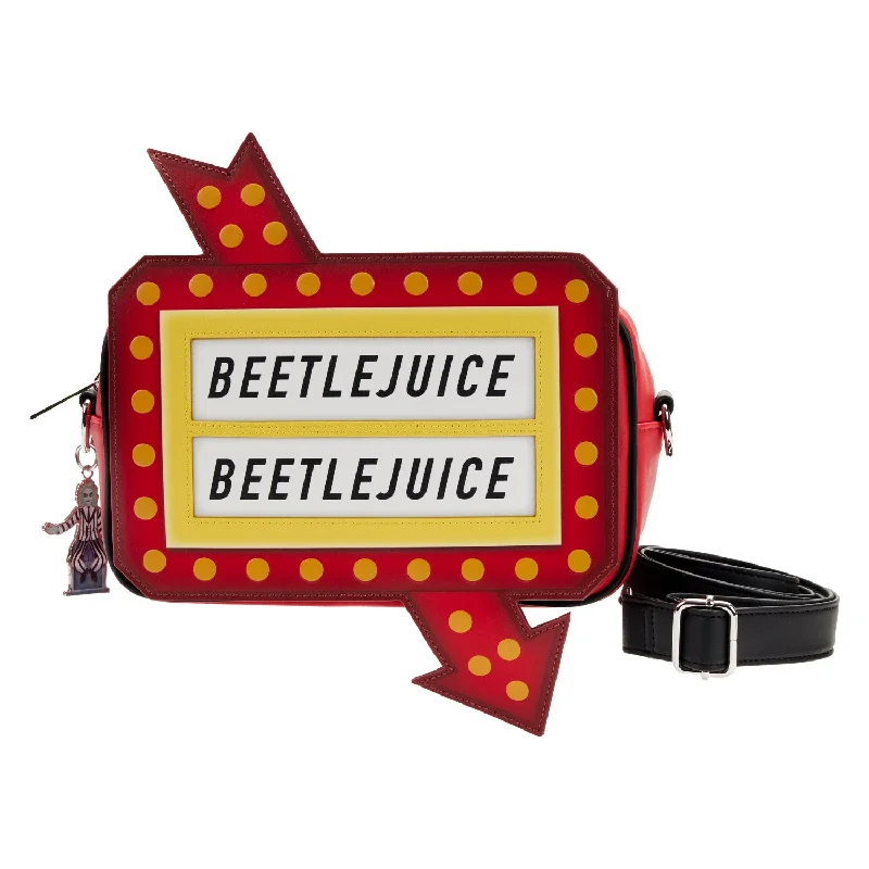 Handle bags with perforated details for style -Loungefly Beetlejuice Glow Graveyard Sign Crossbody Bag