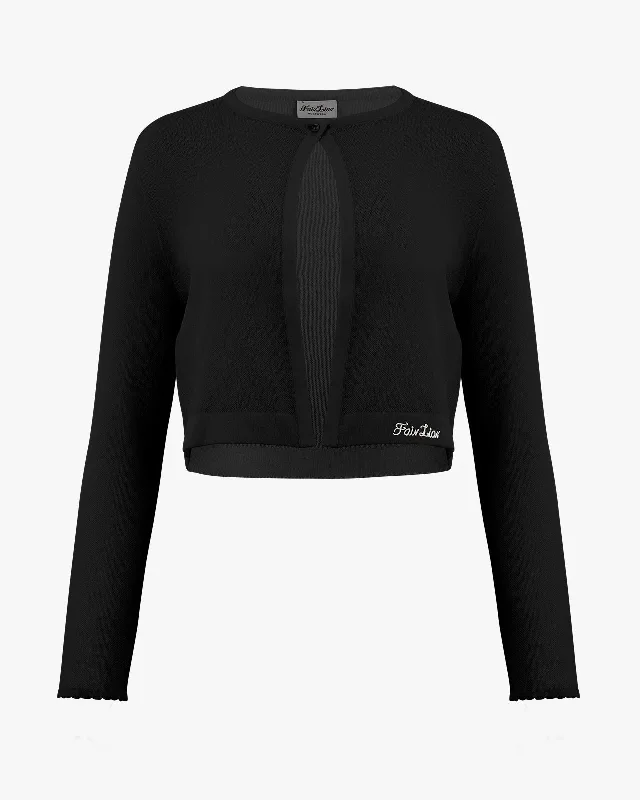 Mother's - Day cardigan for a thoughtful gift -See-through crop cardigan - Black