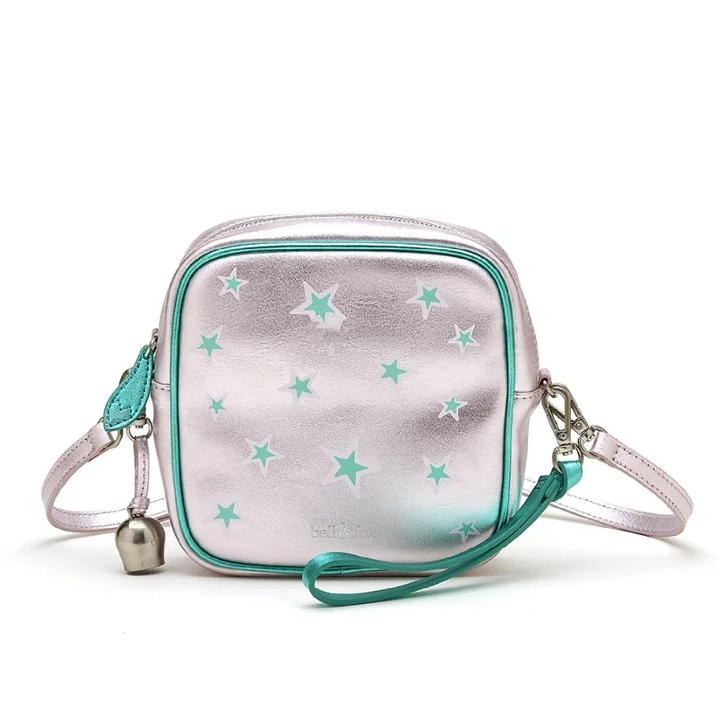 Handle bags with sturdy bases for stability -MARLO Mini Cross Body Bag / Wristlet Clutch - Lavender Grey Star Print