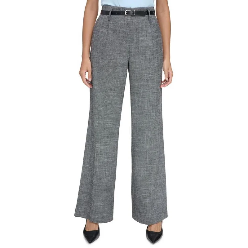 Tailored stretch tight trousers for women with comfortable waistband and flattering design -Womens High Rise Heathered Wide Leg Pants