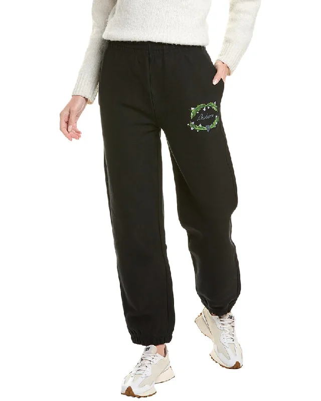 Soft fabric tight trousers for women with breathable material for year-round wear -Burberry Thistle Logo Jogging Pant