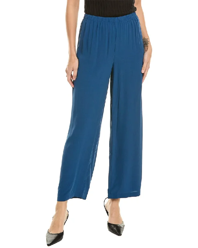 Tight trousers for women with cropped style and chic, modern finish -EILEEN FISHER Silk Straight Ankle Pant