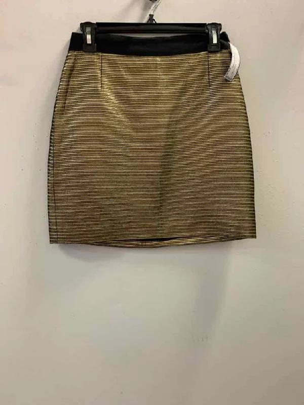 Ruffled Dresses for Girly -ELIE TAHARI Dresses and Skirts Size 4 BLK/GOLD Stripe Skirt