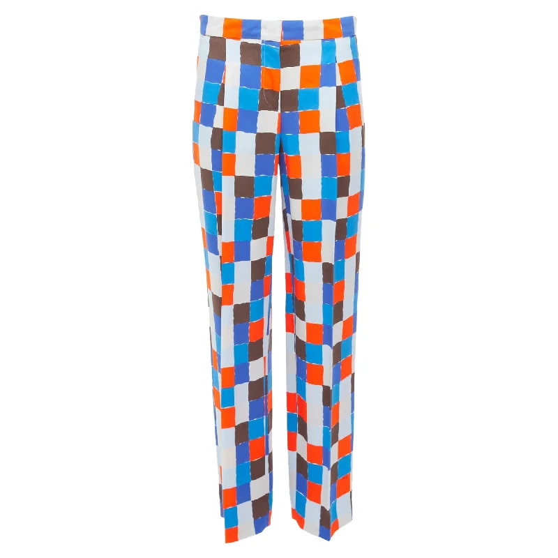 Cozy tight trousers for women with fleece-lined fabric for warmth during cold weather -Emilio Pucci Watercolour Check Mid Waist Pants