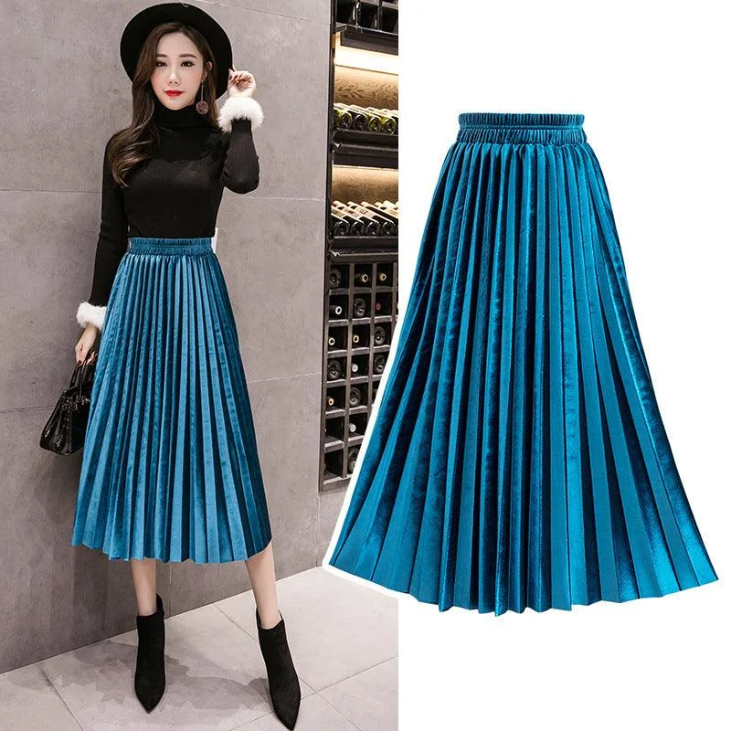 High-waisted mini skirts for retro vibes -Pleated skirt mid-length a-line skirt