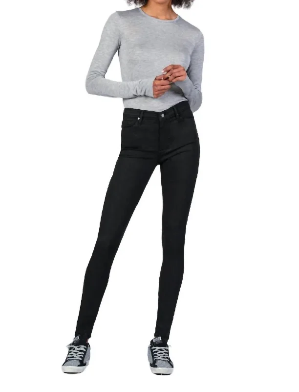 Luxury tight trousers for women with fine fabric and elegant tailoring -Gisele High Rise Straight Pants In So Black