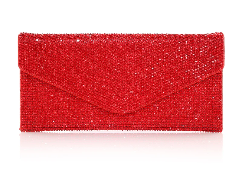 Handle bags with waterproof lining for protection -Crystal Envelope Red