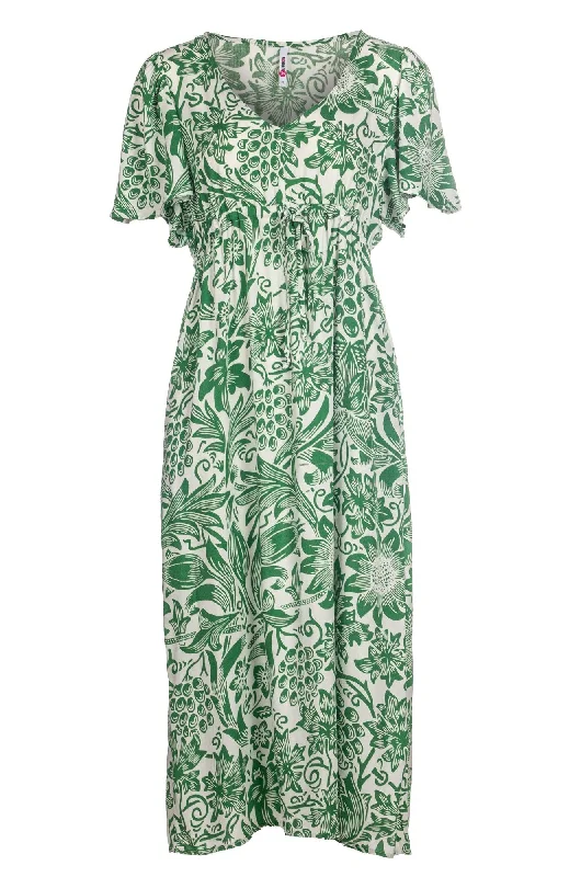 Green Dresses for Nature -Printed Maxi Dress | GREEN GARDEN | 3358A1