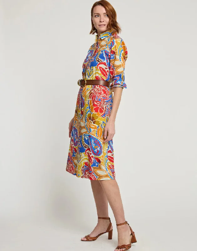 Patchwork Dresses for Bohemian -HINSON WU - TAMRON LONG SLEEVE PAISLEY PRINT DRESS