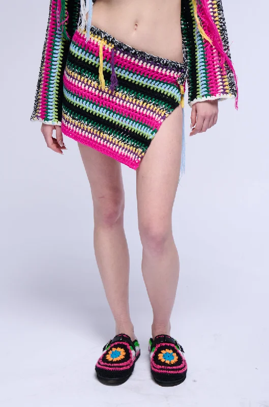 Cute mini skirts for fun party nights -IN MY ELEMENT CROCHET KNIT MINI SKIRT