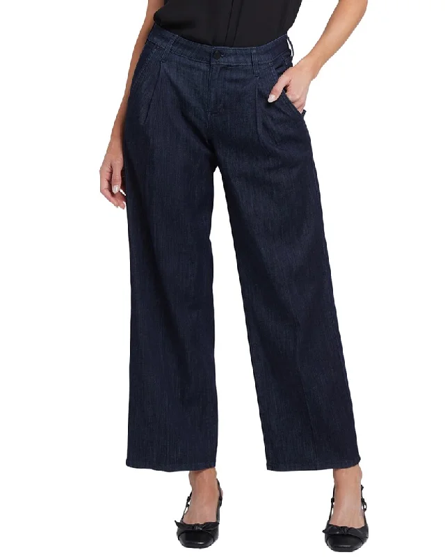 Tight trousers for women with faux leather material for sleek and modern look -NYDJ Teresa Rinse Ankle Crop Jean