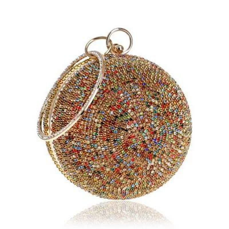 Handle bags with detachable pouches for versatility -Diamonds Colorful Lady Round Shaped  Evening Clutch Bag