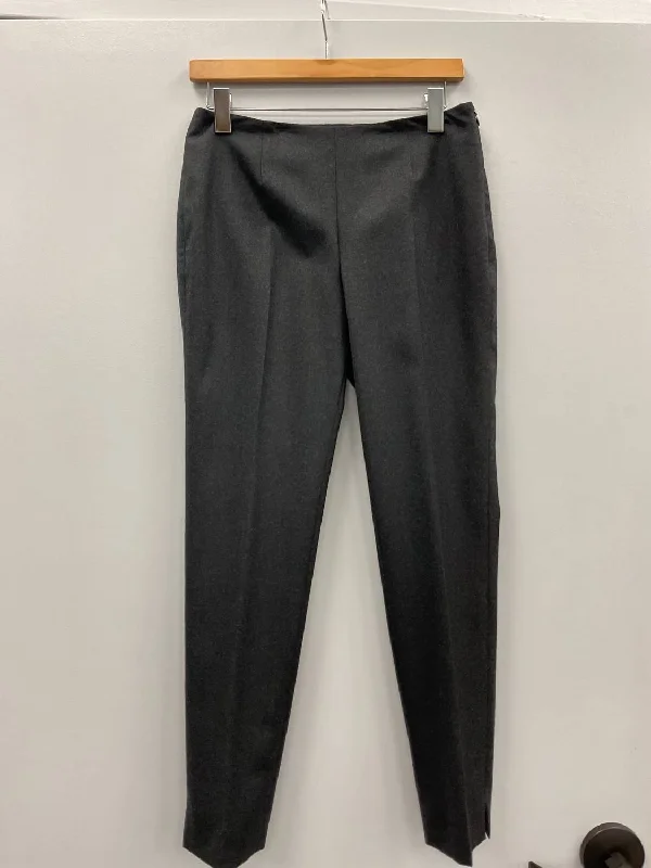 Retro-inspired tight trousers for men with a high-waisted fit and 80s vibe -Charcoal Flat Front Side Zip Wool Pant