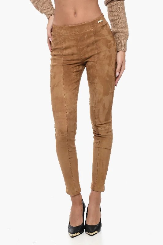 Tight trousers for women with elastic waistband for comfortable all-day wear -Woolrich Elastic Waistband Suede Leggings