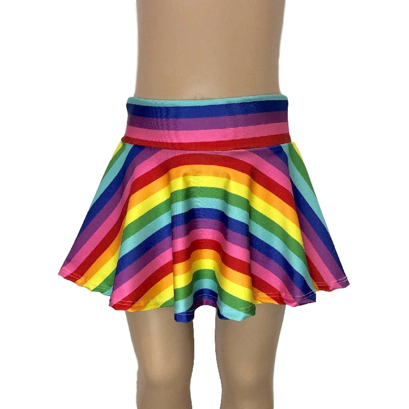 Pleated midi skirts for elegant everyday looks -Children's Rainbow Stripe Skater Skirt