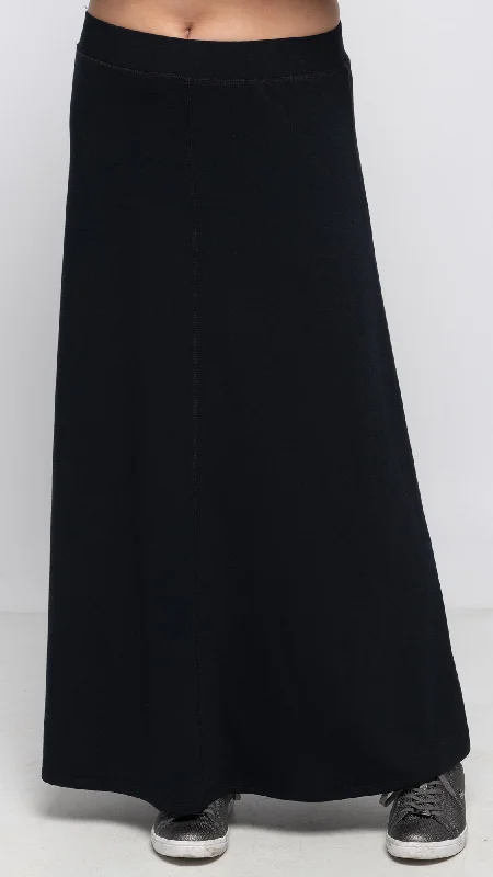 Stretchy skirts for all-day wear comfort -Soft Terry Maxi Skirt - Black