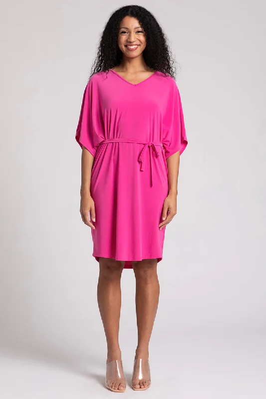 Off-shoulder Dresses for Feminine -Slouchy V-Neck Dress with Tie | Peony