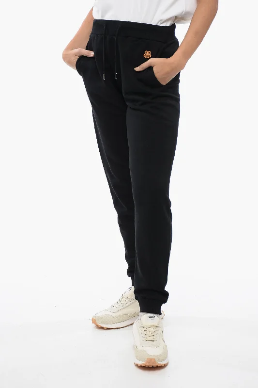 Casual tight trousers for women with cotton blend fabric for easy everyday wear -Kenzo Brushed Cotton TIGER CREST Sweatpants