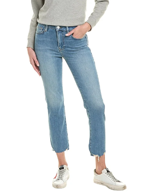 Tapered tight trousers for women with ankle-length fit and minimalist style -FRAME Denim Le High Wavey Moon Straight Jean