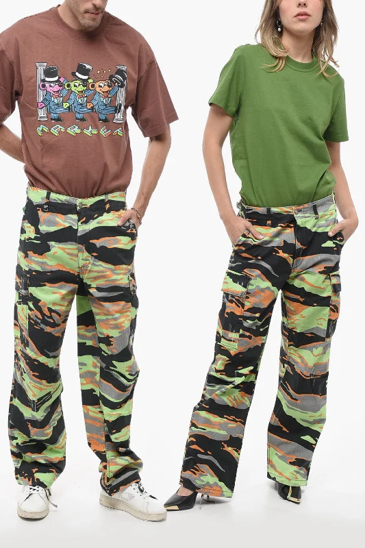 Sporty tight trousers for men with breathable material and performance-enhancing design -Erl Camouflage Effect Wide Leg UNISEX Cargo Pants