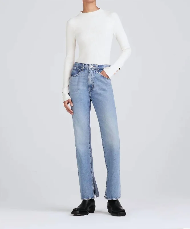 Tight trousers for women with side slits and ankle-length design for chic style -Frankie Ultra High Rise Straight Jean In Sutton Vintage